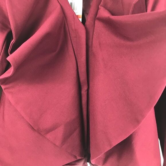 NEW INC “Berry Kiss” Waterfall Ruffle Front Fully Lined Jersey Knit Blazer - Picture 9 of 12